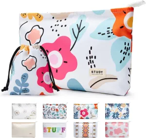 WLLWOO WLLWOO 2pcs Travel Make Up Bags-Cosmetic Bag Nylon Waterproof Large Wide Zipper Coin Purse Travel Toiletry Small Makeup Pouch For Women
