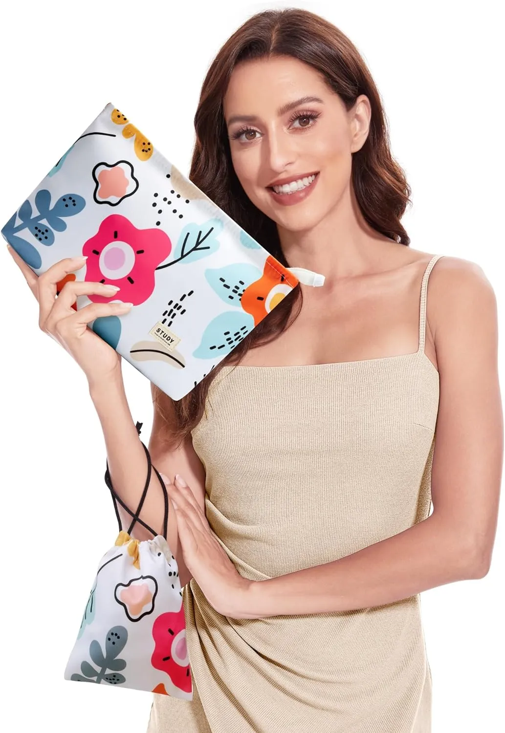 WLLWOO WLLWOO 2pcs Travel Make Up Bags-Cosmetic Bag Nylon Waterproof Large Wide Zipper Coin Purse Travel Toiletry Small Makeup Pouch For Women