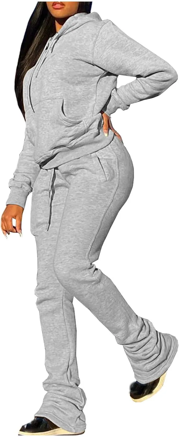Womens 2 Piece Outfits Oversized Hoodie Sweatsuit and Joggers Sweatpants Sets 2024 Fashion Outfits with Pockets
