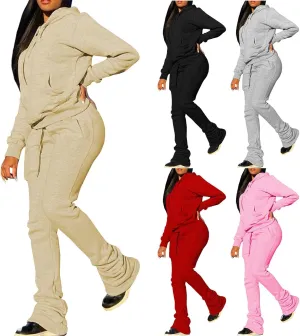 Womens 2 Piece Outfits Oversized Hoodie Sweatsuit and Joggers Sweatpants Sets 2024 Fashion Outfits with Pockets