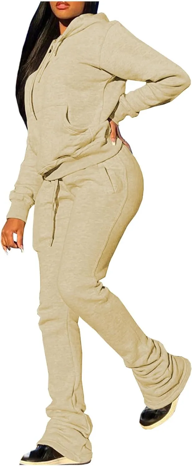 Womens 2 Piece Outfits Oversized Hoodie Sweatsuit and Joggers Sweatpants Sets 2024 Fashion Outfits with Pockets