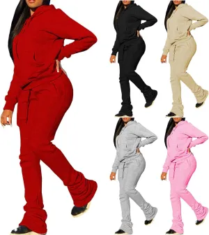 Womens 2 Piece Outfits Oversized Hoodie Sweatsuit and Joggers Sweatpants Sets 2024 Fashion Outfits with Pockets