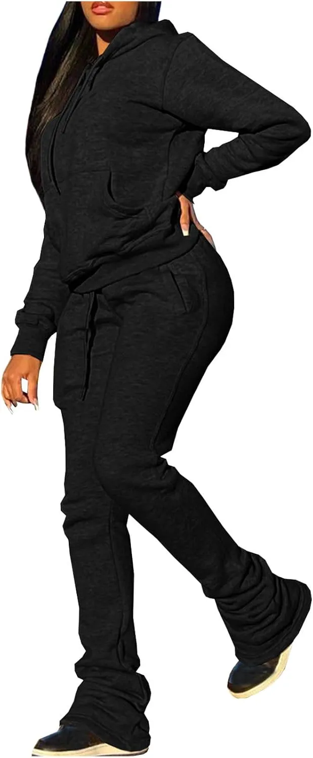 Womens 2 Piece Outfits Oversized Hoodie Sweatsuit and Joggers Sweatpants Sets 2024 Fashion Outfits with Pockets