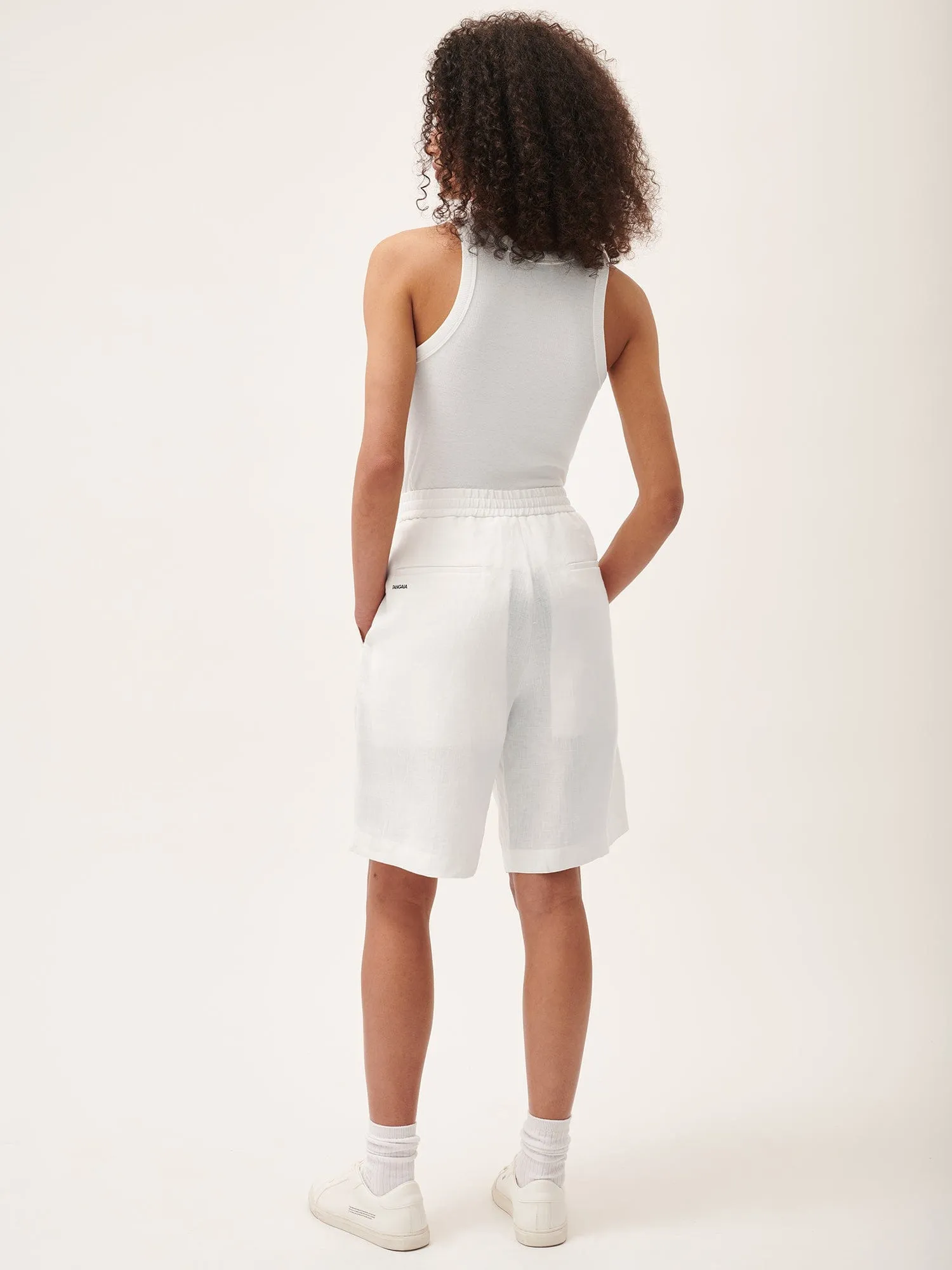 Womens Aloe Linen Long Shortsoff-white