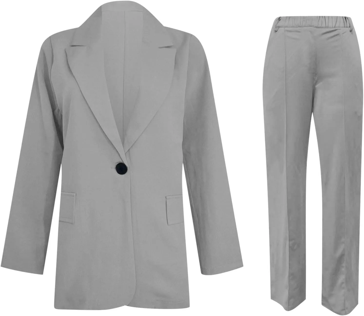 Womens Business Casual Outfits for Work Two Piece Office Sets Long Sleeve Blazer Jacket and Elastic Waist Pants