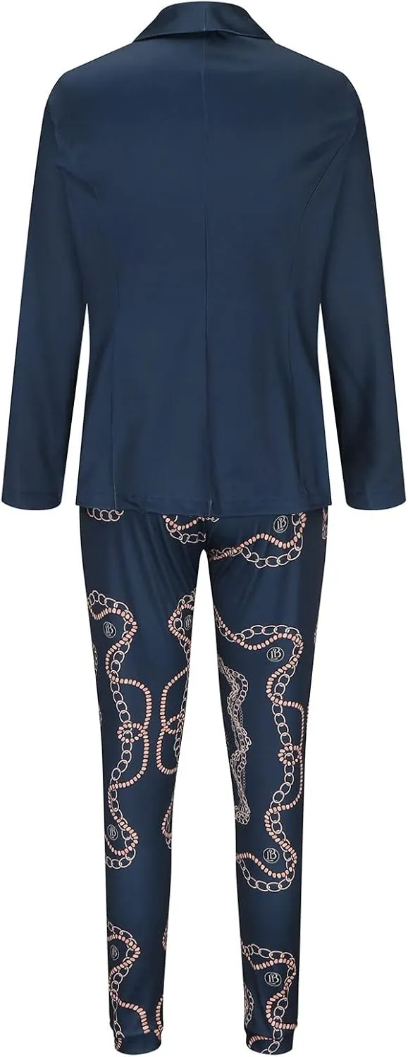 Womens Business Casual Sets 2 Piece Outfits Office Work Long Sleeve Blazer Jacket Drawstring Pants Trendy Suit Sets