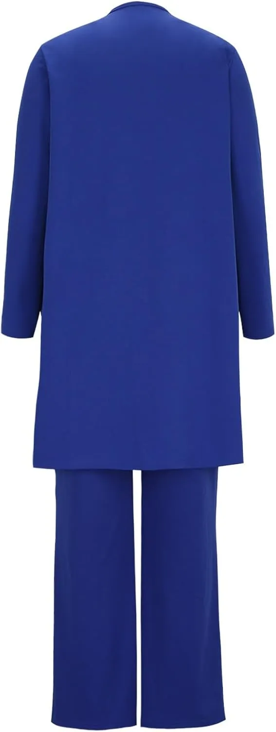 Womens Casual Outfits 3 Piece Sets Sleeveless Tank Tops and Wide Leg Pants Suit with Open Front Jacket Cardigan