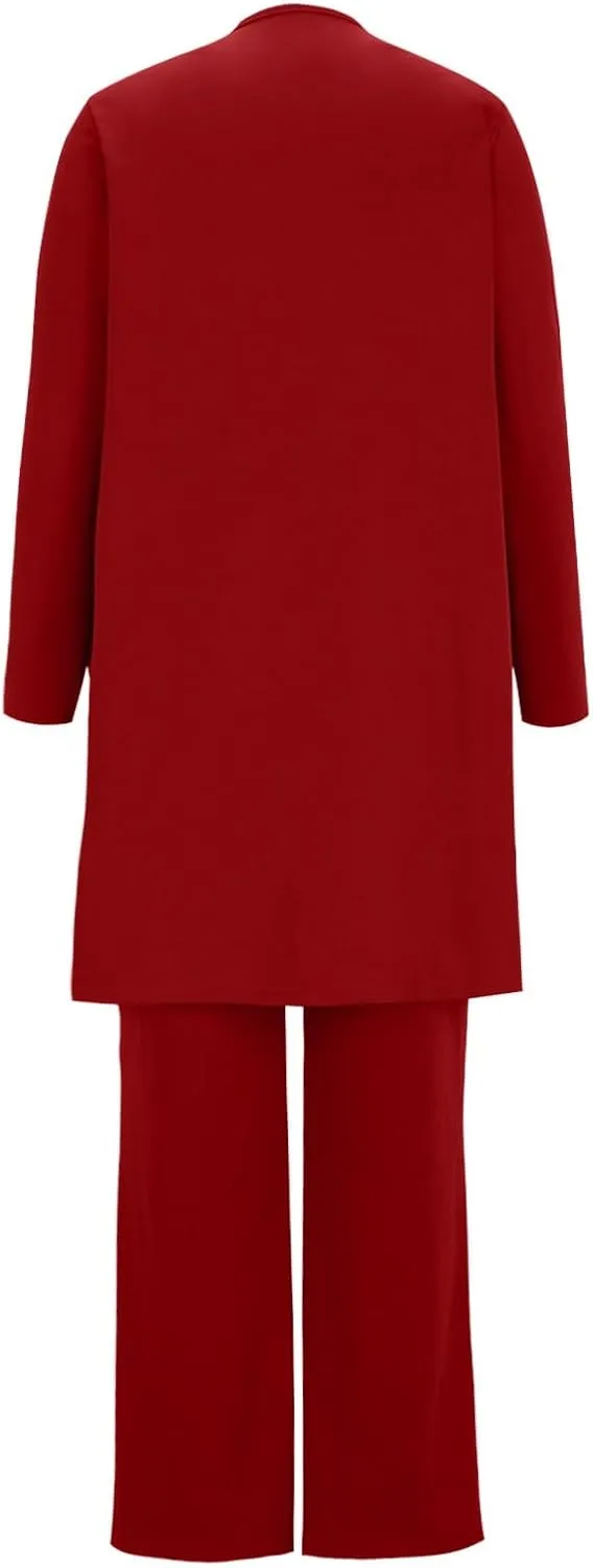 Womens Casual Outfits 3 Piece Sets Sleeveless Tank Tops and Wide Leg Pants Suit with Open Front Jacket Cardigan