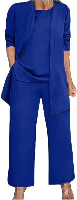 Womens Casual Outfits 3 Piece Sets Sleeveless Tank Tops and Wide Leg Pants Suit with Open Front Jacket Cardigan