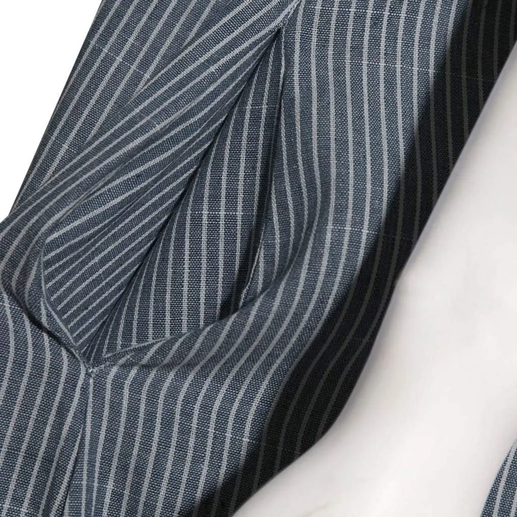 Women's Cotton Linen Striped Sleeveless Midi Shirt Dress Flowy Casual Beach Long Sundress with Pockets