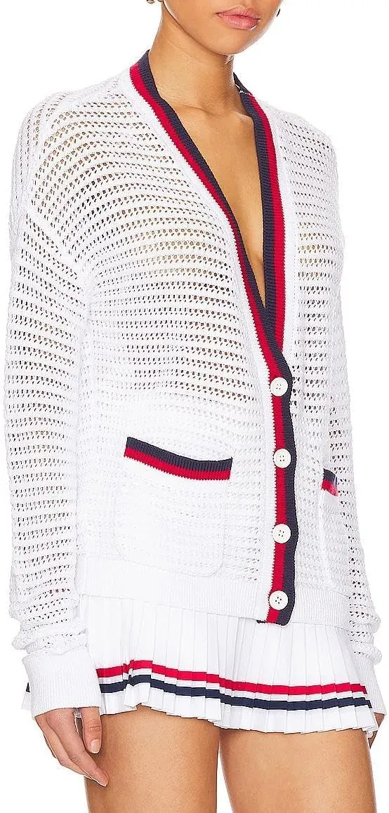 Women's Crochet Cardigan Sweater Color Blocking Hollow Out Long Sleeve Button Down Loose Fit Cardigan