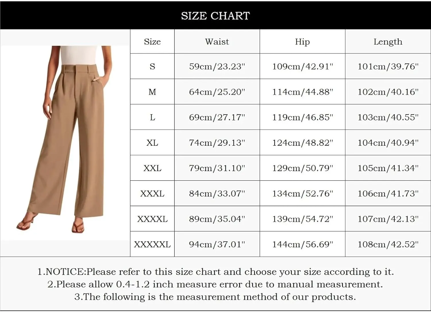 Women's Linen Wide Leg Pants High Waist Work Business Trousers Casual Long Suit Office Straight Pants