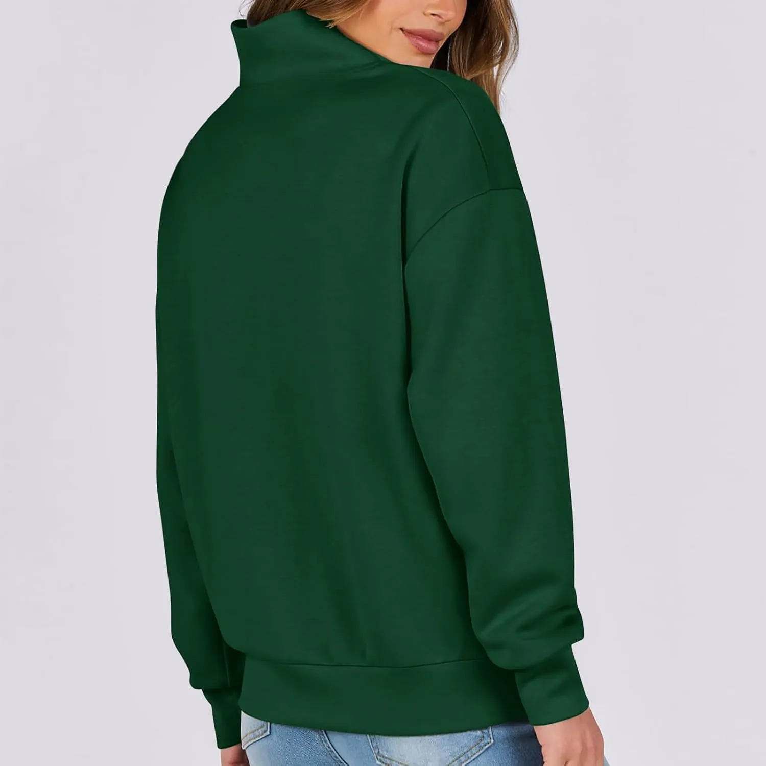 Women's Oversized Quarter Half Zip Hoodies,2024 Casual V Neck Long Sleeve Fleece Sweatshirts,Cute Winter