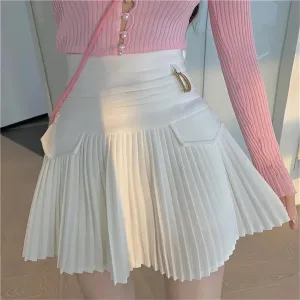 Womens Pleated Skirts Sexy Casual Slim College Women High Waist Mini A-Line Club Skirts Casual Golf Dress