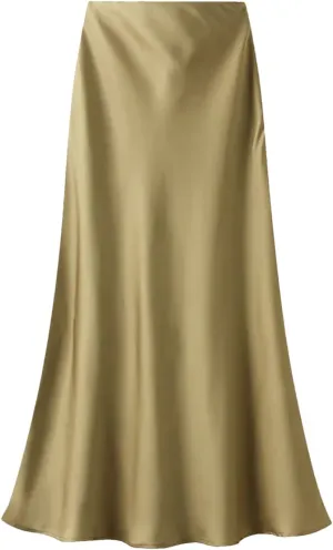 Women's Summer High-Waisted Slim Skirt Elegant Satin Skirt Elastic Waist Mid-Length Office Lady Skirts