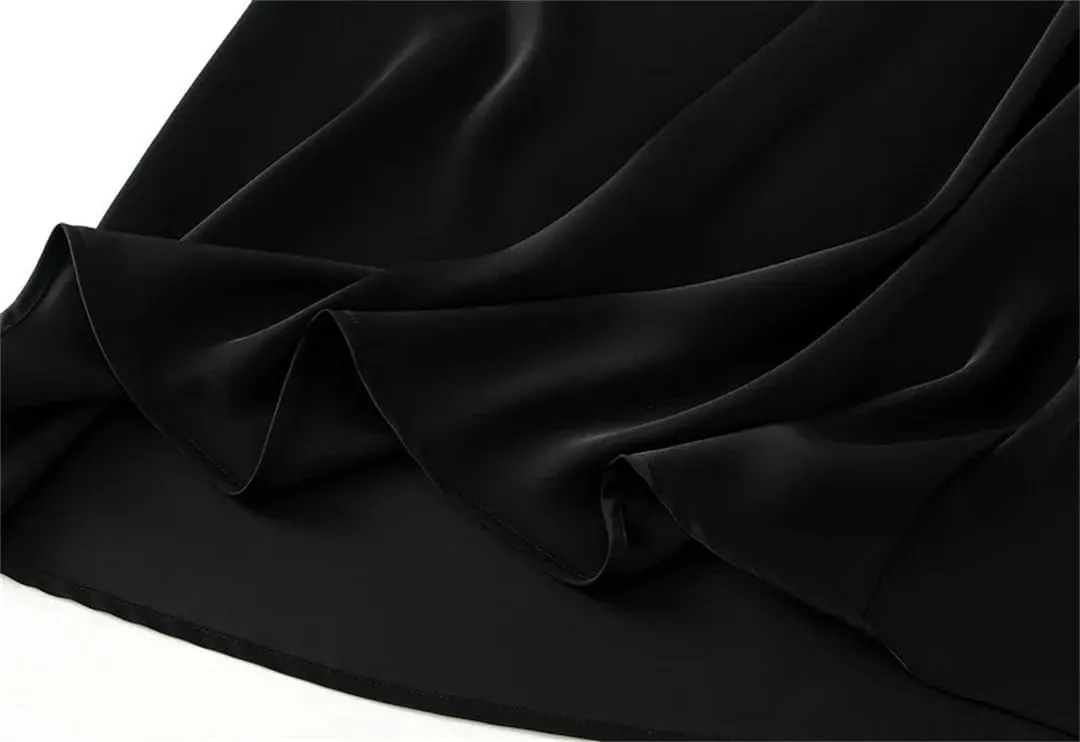 Women's Summer High-Waisted Slim Skirt Elegant Satin Skirt Elastic Waist Mid-Length Office Lady Skirts