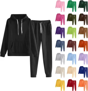 Womens Sweatsuits 2 Piece Set 2024 Oversized Hoodies Baggy Sweatpants With Pockets Fall Winter Y2K Lounge Tracksuit