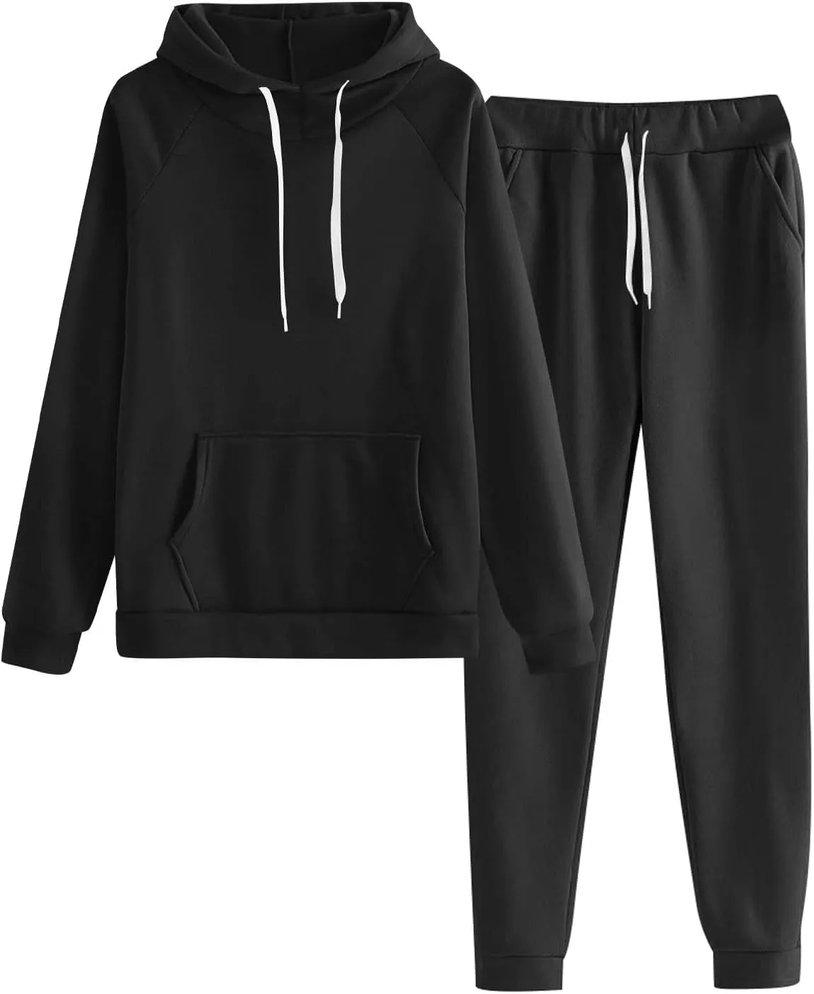 Womens Sweatsuits 2 Piece Set 2024 Oversized Hoodies Baggy Sweatpants With Pockets Fall Winter Y2K Lounge Tracksuit