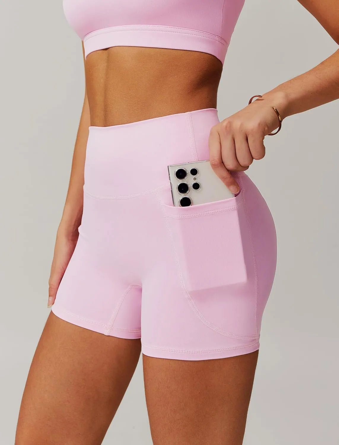 Womens Workout Sets Single Shoulder Straps Sport Bra Matching Shorts 2 Piece Gym Yoga Active Outfits with Pockets