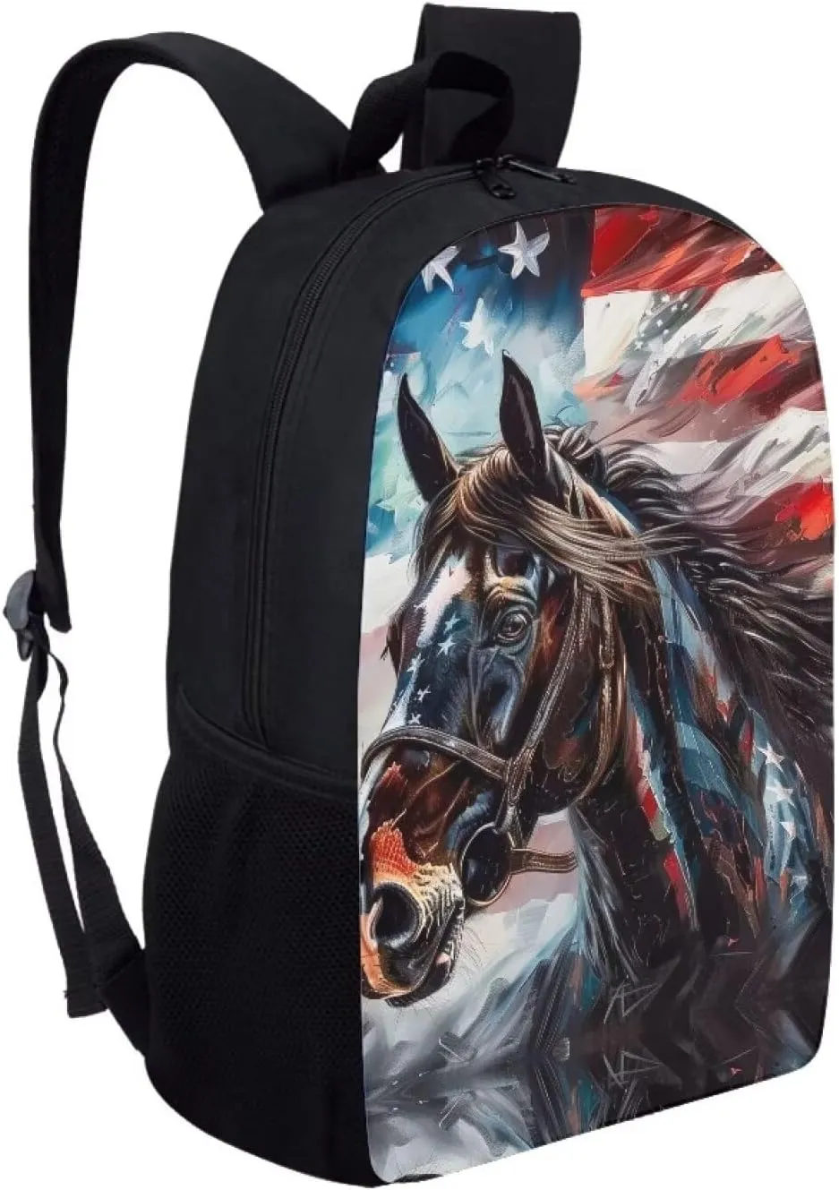 Ystardream Girls Horse Backpack for Kids School Bags for Girls 10-12 Years Old American Flag Book Bag for Girls Boys Elementary School Backpack for Office Lightweight Outdoor Travel Bag