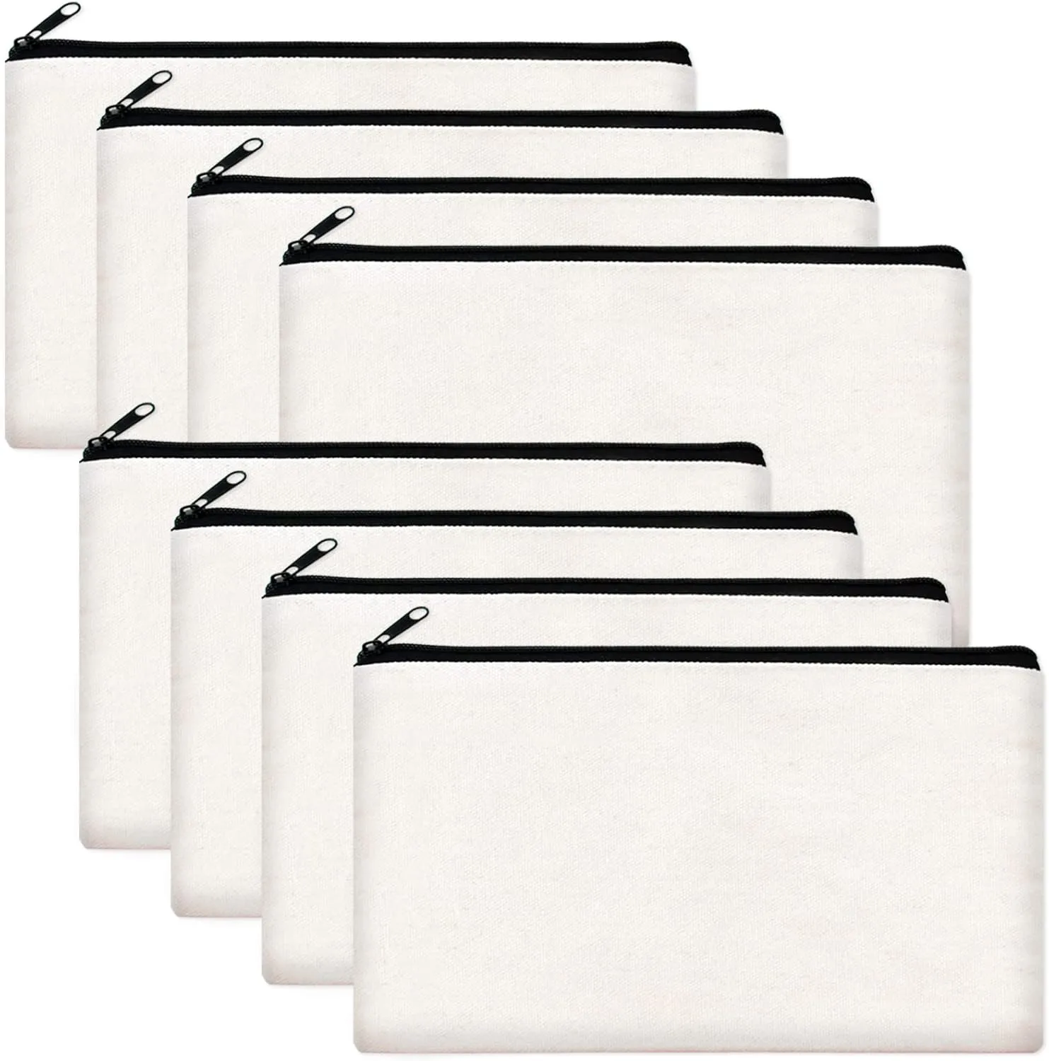 ZeeDix Canvas Pouch- Multi-purpose Cosmetic Bag with Zipper, DIY Craft Canvas Zipper Pouch Blank Makeup Bags Bulk Travel Toiletry Bag for Storage (8.3 x 5 inches)