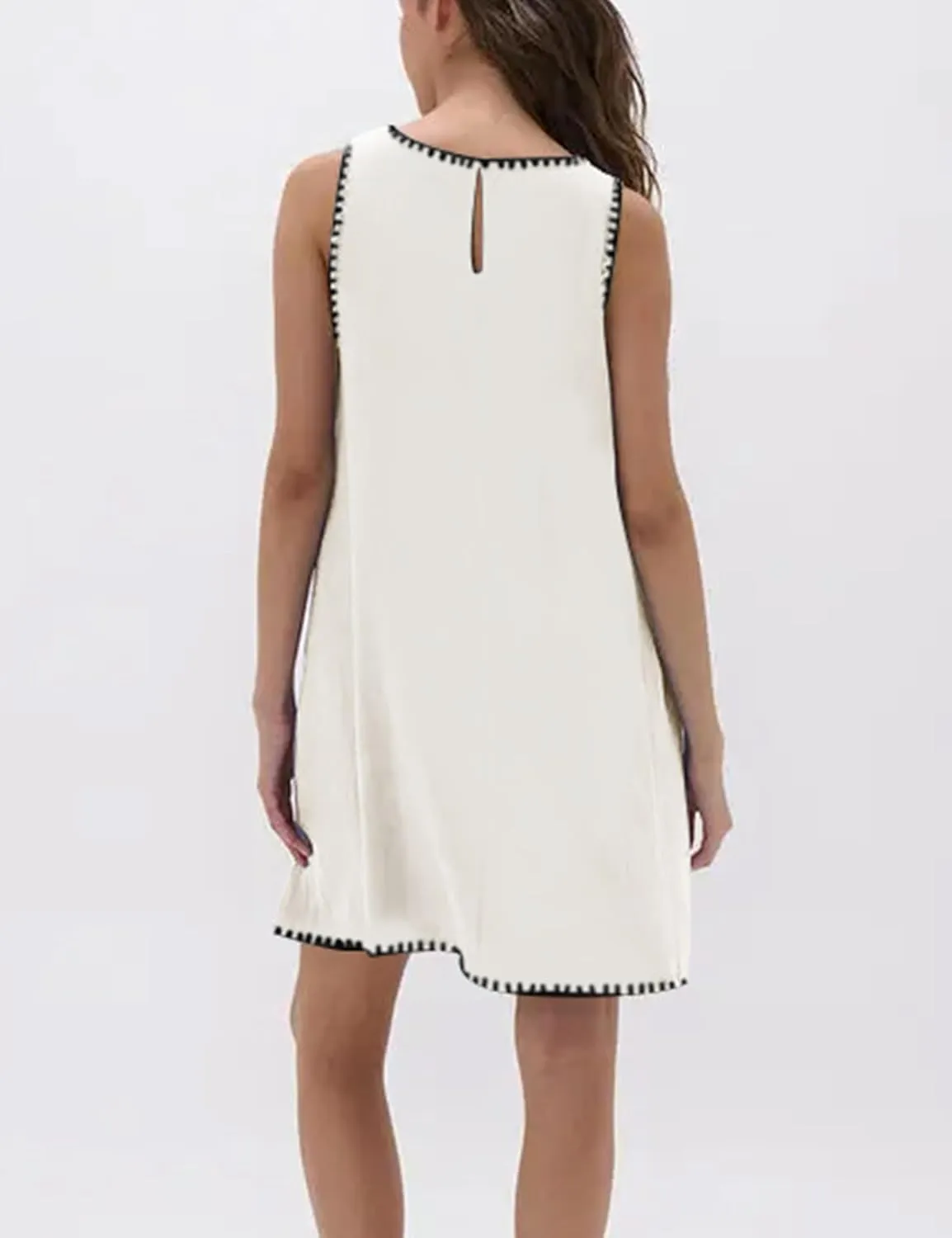 Zontroldy Summer Sleeveless Mini Dress Casual Crewneck Short Sundress Dresses with Pockets
